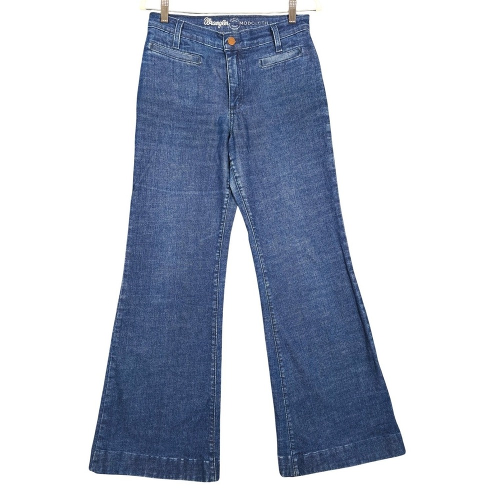 Wrangler x ModCloth Vintage wide leg Flare Jeans High Rise Wide Leg Blue 6x34